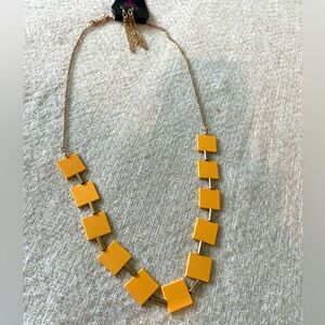 Fashion Jewelry Necklace & Earrings Set Gold Color chains & Beads Yellow Squares